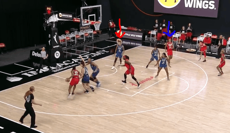 Atlanta Dream pick and roll. Leads to steal for Minnesota Lynx. 